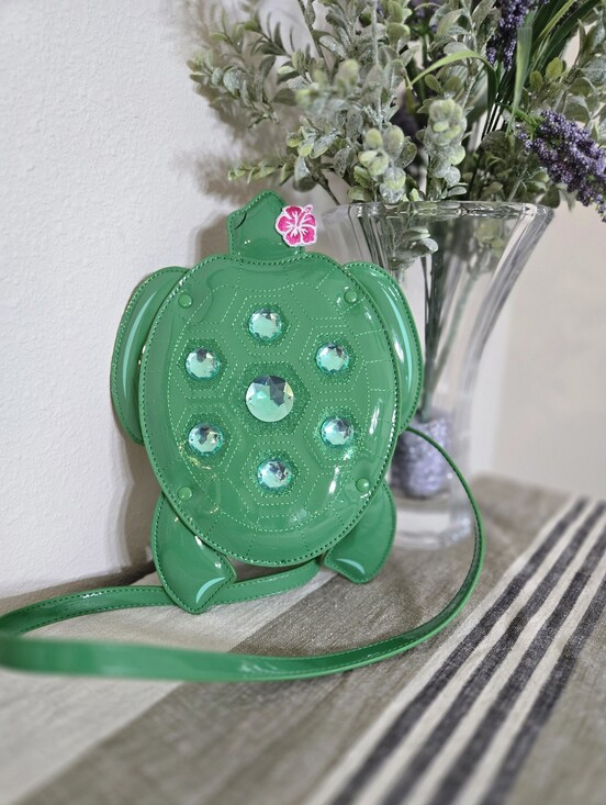 Betsey Johnson Handbags - Betsey Johnson NWT Green Turtle Crossbody Bag with Gem Accents